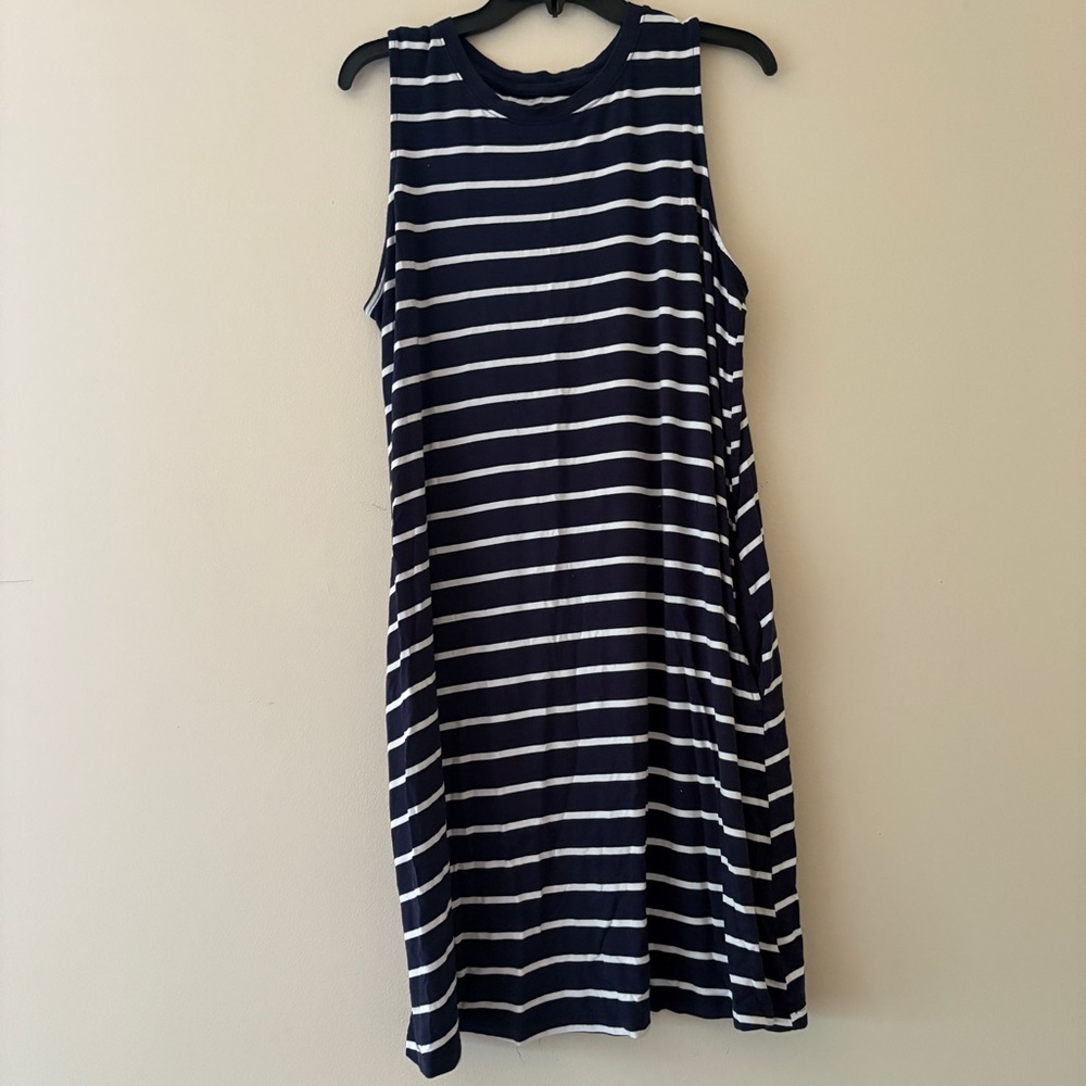 Time and Tru Navy White Striped Sleeveless Swing Dress XXL 20